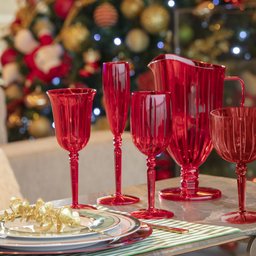 Kit 4 Taça Acrílica Cristal 275ML Luxo Vinho Água Vermelha - 5