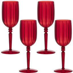 Kit 4 Taça Acrílica Cristal 275ML Luxo Vinho Água Vermelha - 1