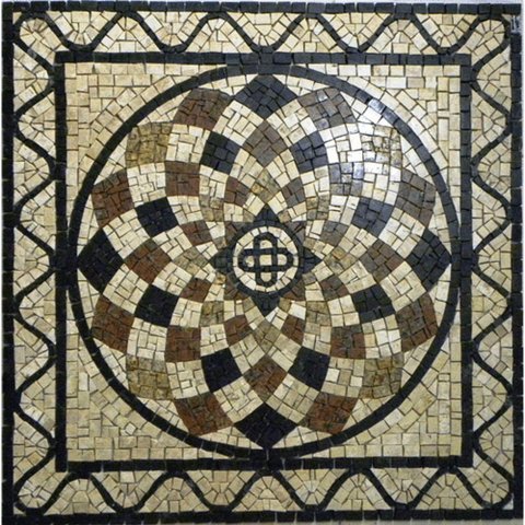 Piso em Mosaico Romano Semente de Girassol Colorato I Tamanho 120cm