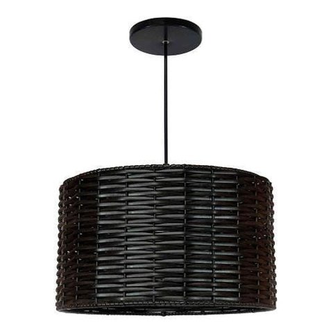 Lustre Luminária Pendente Utron Junco Tubo Rústico 35cm - Tabaco