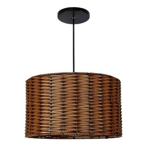 Lustre Luminária Pendente Utron Junco Tubo Rústico 35cm - Palha