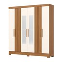 Ver imagem 5 de Guarda Roupa Casal BE380 6 Portas de Bater 3 Gavetas com Espelho Cinamomo-Off White Briz Móveis