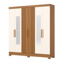 Ver imagem 3 de Guarda Roupa Casal BE380 6 Portas de Bater 3 Gavetas com Espelho Cinamomo-Off White Briz Móveis
