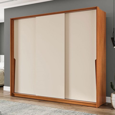 Guarda-roupa Casal Porto 3 Portas 4 Gavetas Freijó/creme - Politorno