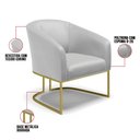 Ver imagem 3 de Poltrona Sala Decorativa Kit 2 Stella Base Industrial Dourada Sintético Cinza D03 - D’Rossi