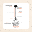 Ver imagem 2 de Luminária Pendente Diamante Lustre Aramado Retrô Elegance:Preto/M