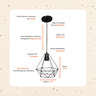 Luminária Pendente Diamante Lustre Aramado Retrô Elegance:Preto/M - 2
