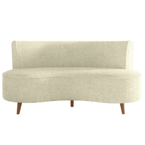 Sofá Living 3 Lugares 160cm Aang Pés Palito Bouclê Bege Claro G33 - Gran Belo