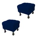 Ver imagem 1 de Kit 02 Puffs Decorativo Em Captonê Retrô Luis Xv Suede Azul Marinho - LM DECOR