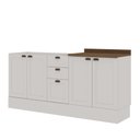 Ver imagem 2 de Balcão de Cozinha Iluminata 4 Portas 3 Gavetas 100% Mdf Branco/ébano - Genialflex