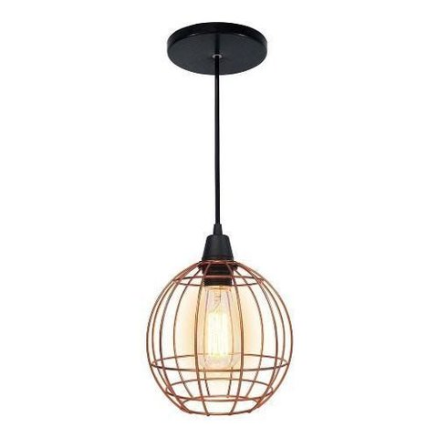 Lustre Luminária Pendente Utron Aramado Curve Preto e Cobre - Cobre