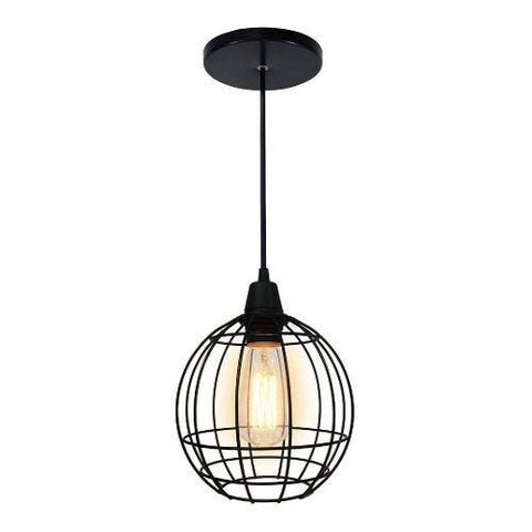 Lustre Luminária Pendente Utron Aramado Curve Preto e Cobre - Preto