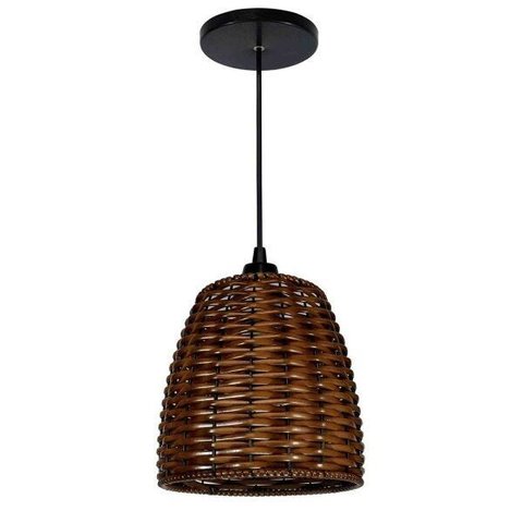 Lustre Luminária Pendente Utron Junco Taça Rústico 19cm - Palha