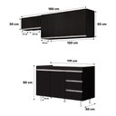 Ver imagem 7 de Cozinha Planejada Lux 3 Peças 100%mdf Balcão Gabinete sem Tampo 119cm 3 Gavetas Preto - Desk