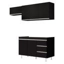 Ver imagem 1 de Cozinha Planejada Lux 3 Peças 100%mdf Balcão Gabinete sem Tampo 119cm 3 Gavetas Preto - Desk
