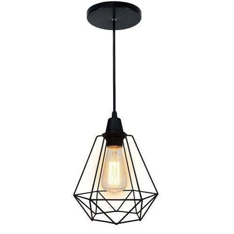 Lustre Luminária Pendente Utron Aramado Class em 2 Cores - Preto