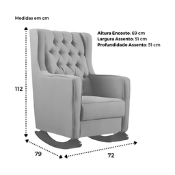 Poltrona Amamentação Balanço com Puff Versão Premium Itália Tecido Linho Cinza - 3