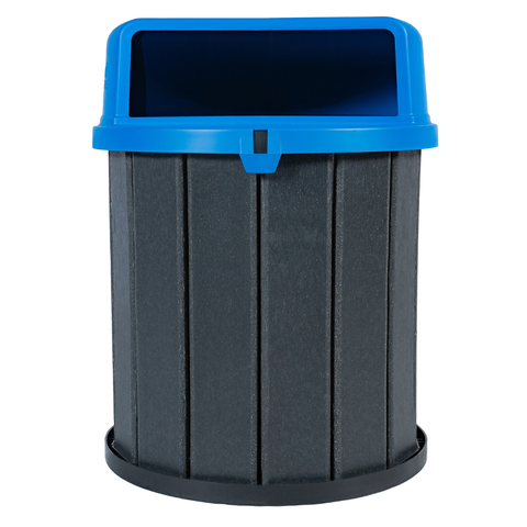Lixeira Coletora Ecológica Mbs 75L Madeira Plástica Reciclada:Tampa Azul/Cinza Ébano