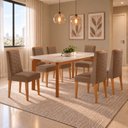 Ver imagem 1 de Conjunto de Mesa de Jantar Dublin 180 Tp MDF Laminado Canto Copo 6 Cadeiras Estela