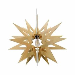 Lustre Pendente em Madeira - Stick Star - Marfim - 1
