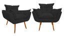 Ver imagem 1 de Kit 2 Poltronas Decorativa Opala Suede Preto Pés Madeira Ms Decor