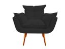 Ver imagem 2 de Kit 2 Poltronas Decorativa Opala Suede Preto Pés Madeira Ms Decor