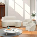 Ver imagem 1 de Kit Divã Recamier Orgânico Marrocos 200cm Lado Direito e 2 Poltronas Amore Bouclé