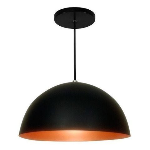 Lustre Luminária Pendente Utron Alumínio Meia Lua 30cm Cobre - Preto - 110v/220v (bivolt)