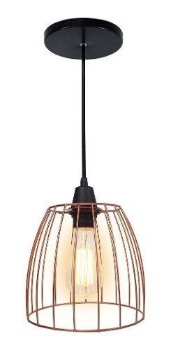 Lustre Luminária Pendente Utron Aramado Taça Em 2 Cores - Cobre - 1