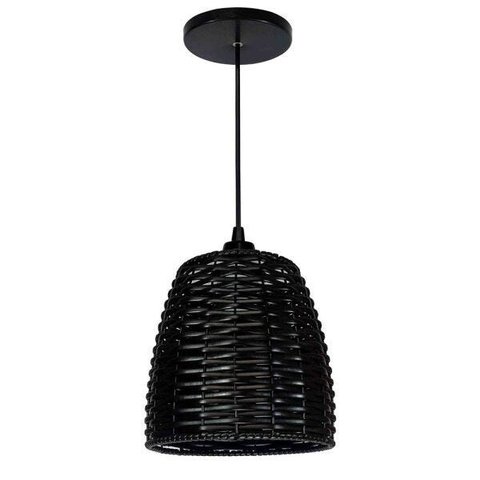 Lustre Luminária Pendente Utron Junco Taça Rústico 19cm - Tabaco