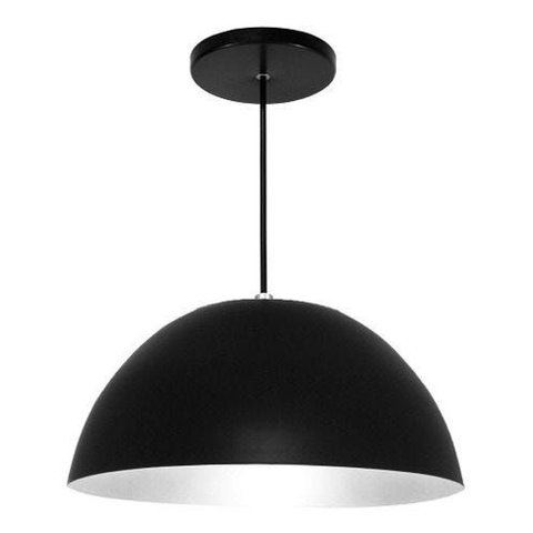 Lustre Luminária Pendente Utron Alumínio Meia Lua 30cm Cores - Preto - 110v/220v (bivolt)