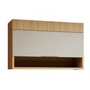 Ver imagem 2 de Armário Aéreo 1 Porta Basculante e Nicho 120cm 100% MDF Realeza Premium Bege/Carvalho/Greige