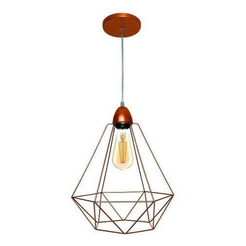 Lustre Luminária Pendente Utron Aramado Big Class Cobre ou Preto - Cobre - 110v/220v (bivolt)