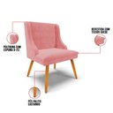 Ver imagem 3 de Kit 4 Cadeiras Estofadas para Sala de Jantar Pés Palito Lia Suede Rosê - Ibiza