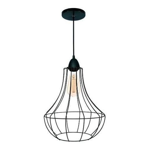 Lustre Luminária Pendente Utron Aramado Big Castle Cobre ou Preto - Preto - 110v/220v (bivolt)
