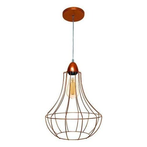 Lustre Luminária Pendente Utron Aramado Big Castle Cobre ou Preto - Cobre - 110v/220v (bivolt)