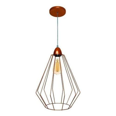 Lustre Luminária Pendente Utron Aramado Big Cake Cobre ou Preto - Cobre - 110v/220v (bivolt)