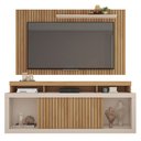 Ver imagem 6 de Conjunto Painel e Rack Bancada Toquio 180cm Mdp Portas de Correr Ripado Buriti/offwhite G11-gran Bel
