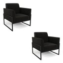 Ver imagem 1 de Kit 2 Poltronas Base Industrial Alta Preto Marisa Suede Preto D03 - D’Rossi