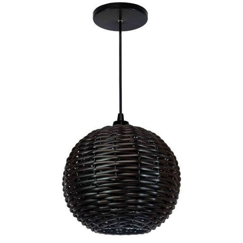 Lustre Luminária Pendente Utron Junco Globo Rústico 25cm - Tabaco