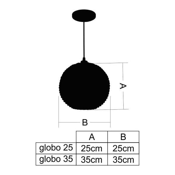 Lustre Luminária Pendente Utron Junco Globo Rústico 25cm - Palha - 2