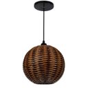 Ver imagem 1 de Lustre Luminária Pendente Utron Junco Globo Rústico 25cm - Palha