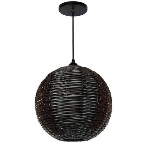 Lustre Luminária Pendente Utron Junco Globo Rústico 35cm - Tabaco