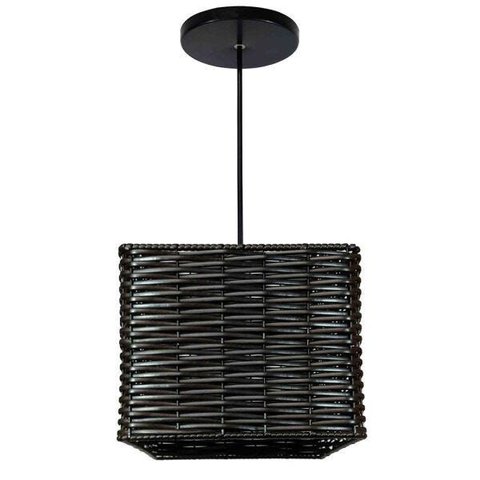 Lustre Luminária Pendente Utron Junco Quadrado Rústico 25cm - Tabaco