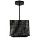 Ver imagem 1 de Lustre Luminária Pendente Utron Junco Quadrado Rústico 25cm - Tabaco