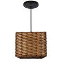 Ver imagem 1 de Lustre Luminária Pendente Utron Junco Quadrado Rústico 25cm - Palha