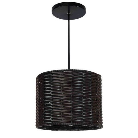 Lustre Luminária Pendente Utron Junco Tubo Rústico 25cm - Tabaco