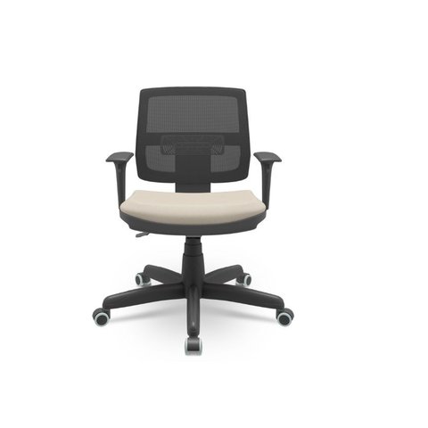 Cadeira Brizza Executiva Tela Preta Base Standard Back System Assento Vinil Bege