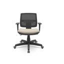 Ver imagem 1 de Cadeira Brizza Executiva Tela Preta Base Standard Back System Assento Vinil Bege