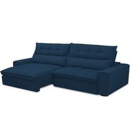 Sofá Retrátil Reclinável para Sala de Estar Living 250cm Dimas F04 Veludo Azul - Lyam Decor - 5